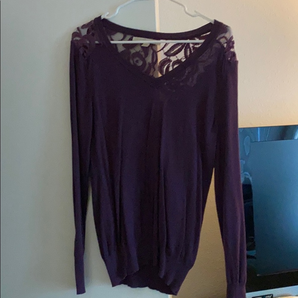 Lauren Conrad plum sweater with lace backing